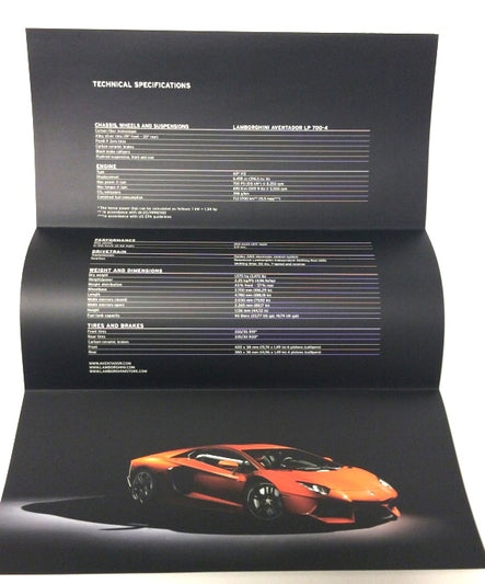 New OEM 2011 Lamborghini Aventador LP 700-4 New Car Release Press Flyer Publication Brochure English
