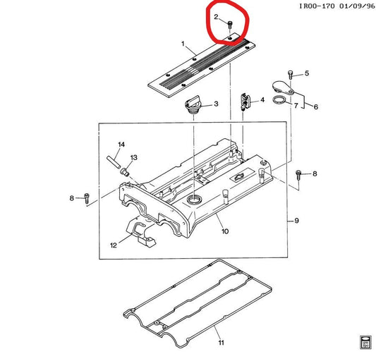 New OEM 1990-1993 Chevrolet Storm Spark Plug Retainer Screw, Part # 94481826