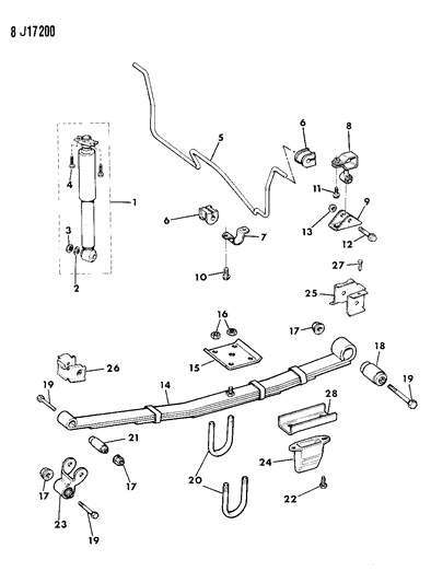 New 1987-2001 Fits Chrysler Grand Cherokee Bolt-Rear Spring - Part # 52006440
