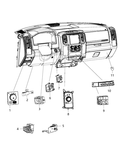 New 2014-2015 Fits Chrysler 3500, 4500, 5500 Switch-Headlamp - Part # 68189155AA