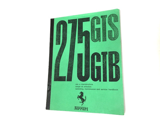 New Reprinted Ferrari 275 GTB/S Owners Manual Handbook