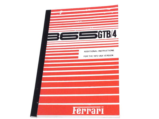 New Reprinted 1972 Ferrari 365GTB/4 Daytona USA Spec Supplement Owners Manual