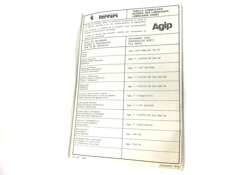 New Reprinted 1980 Ferrari 400i Owners Manual Handbook