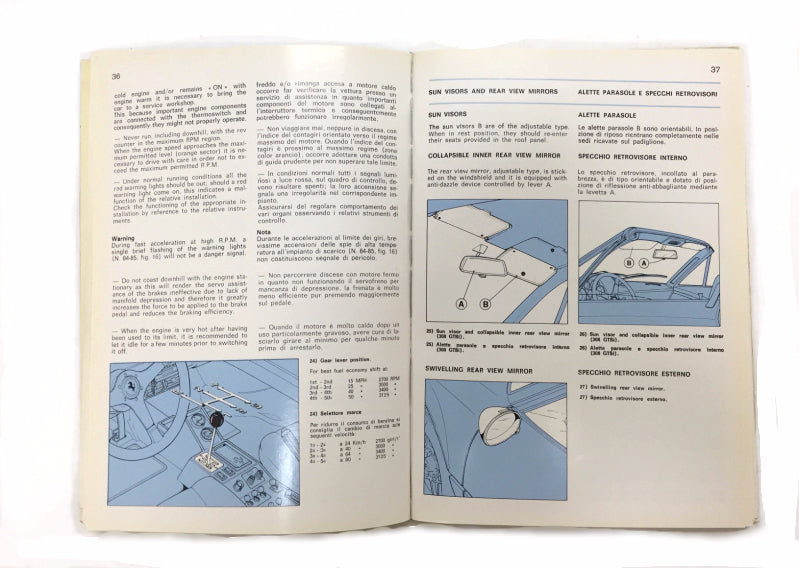OEM 1980 Ferrari 308 GTBi/S Owners Handbook Manual Cat. 186/80