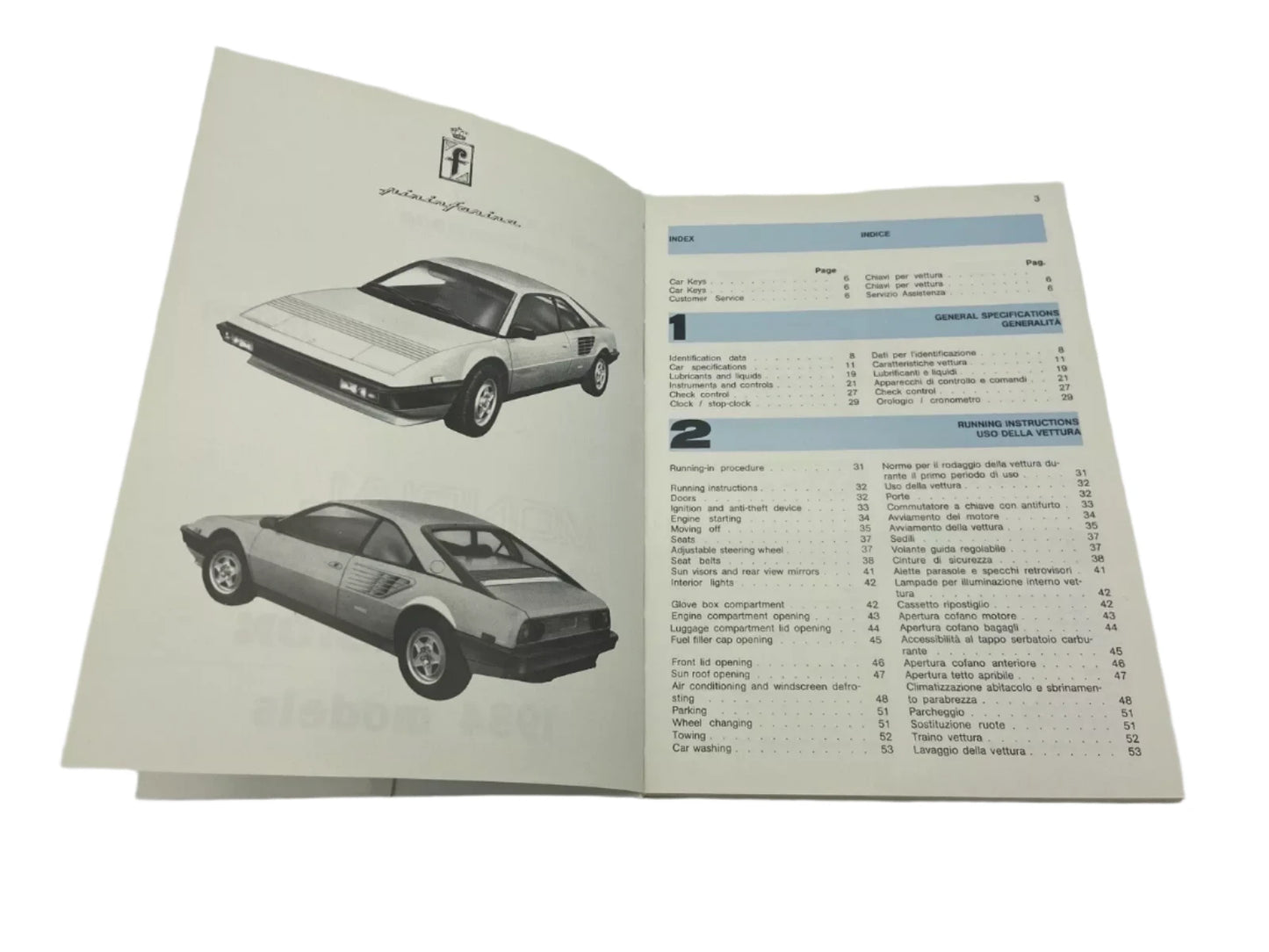 New OEM 1984/85 Ferrari Mondial QV U.S. Version Owners Handbook Manual Cat. 308/84