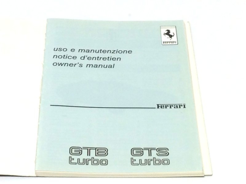 1986 OEM Ferrari 208 GTB/S Turbo Owners Handbook Operating Manual, Cat # 429/86