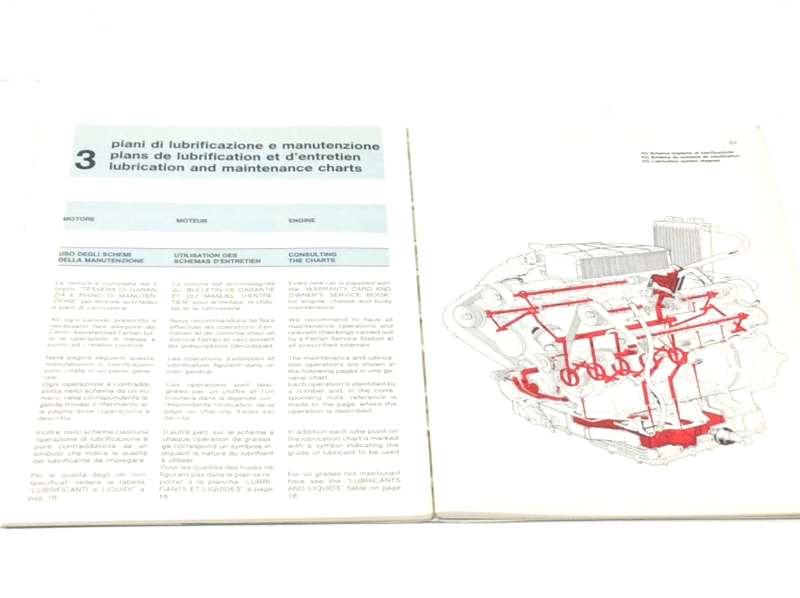 1986 OEM Ferrari 208 GTB/S Turbo Owners Handbook Operating Manual, Cat # 429/86