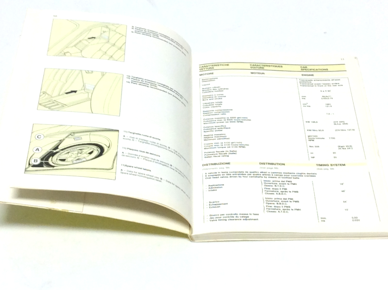 New OEM Ferrari 208 GTB/S Turbo Owners Handbook Operating Manual, Cat # 551/89
