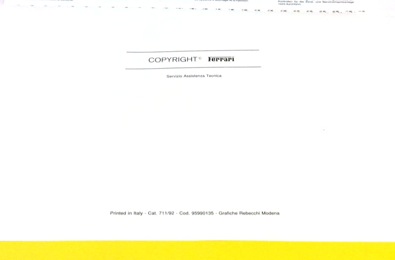 New OEM 1993 Ferrari 512 TR Testarossa Owners Handbook Manual Cat. 711/92