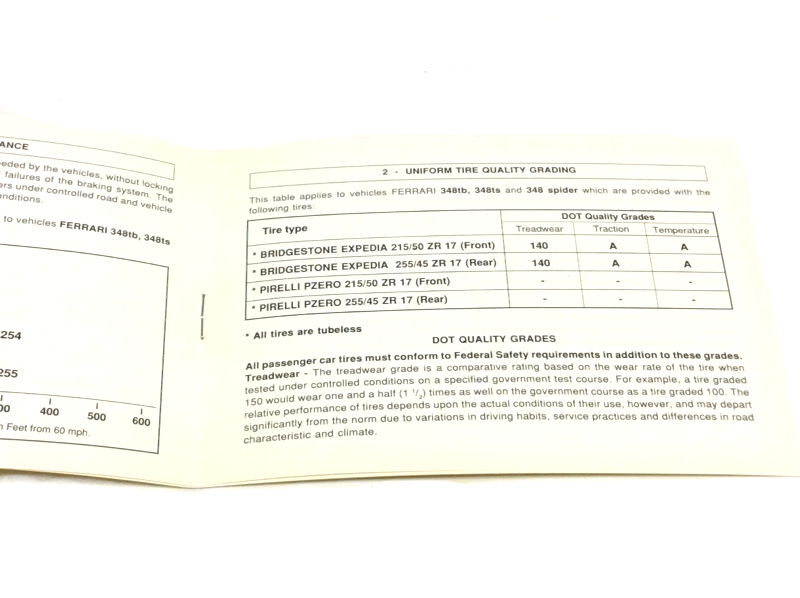 New OEM 1993 Ferrari 348 Consumer Info Booklet For USA cars, Cat # 770/93