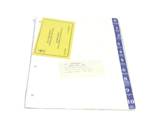 New OEM Ferrari Technical Information Data Binder Sheet Inserts, Cat # 0103/93