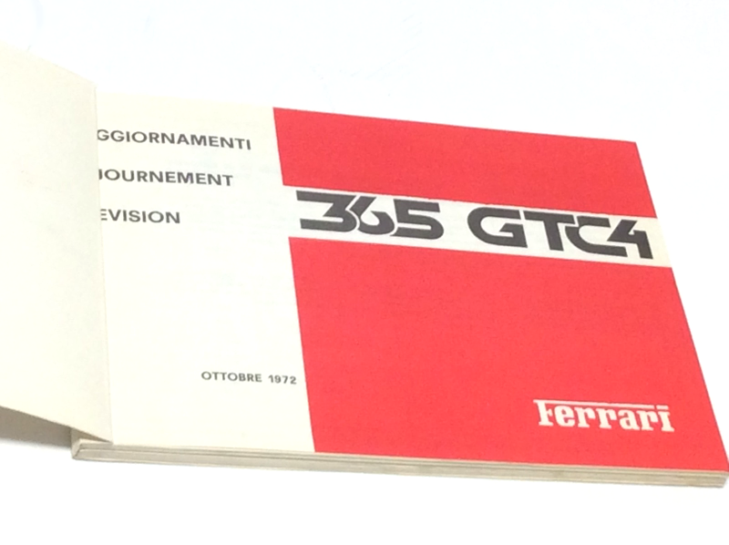 New OEM 1972 Ferrari 365 GTC4 Mechanical Parts Illustrations Book Manual, Part # 95990214