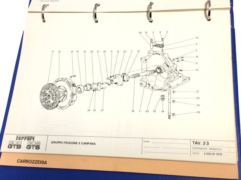 OEM 1978 Ferrari 308GTB - 308GTS USA Version Parts Illustration Manual