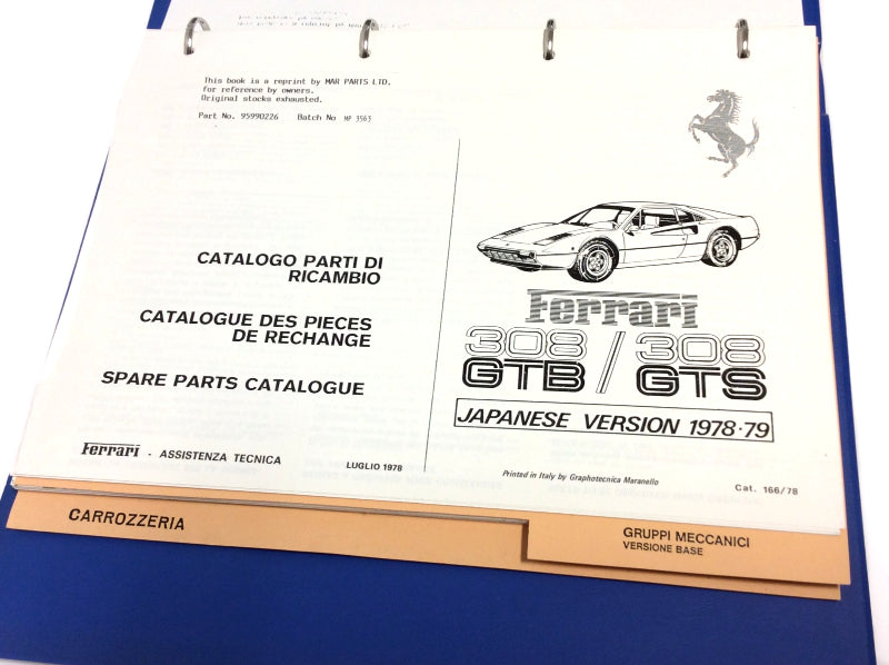 OEM 1978-79 Ferrari 308GTB - 308GTS Japanese Version Parts Illustration Manual