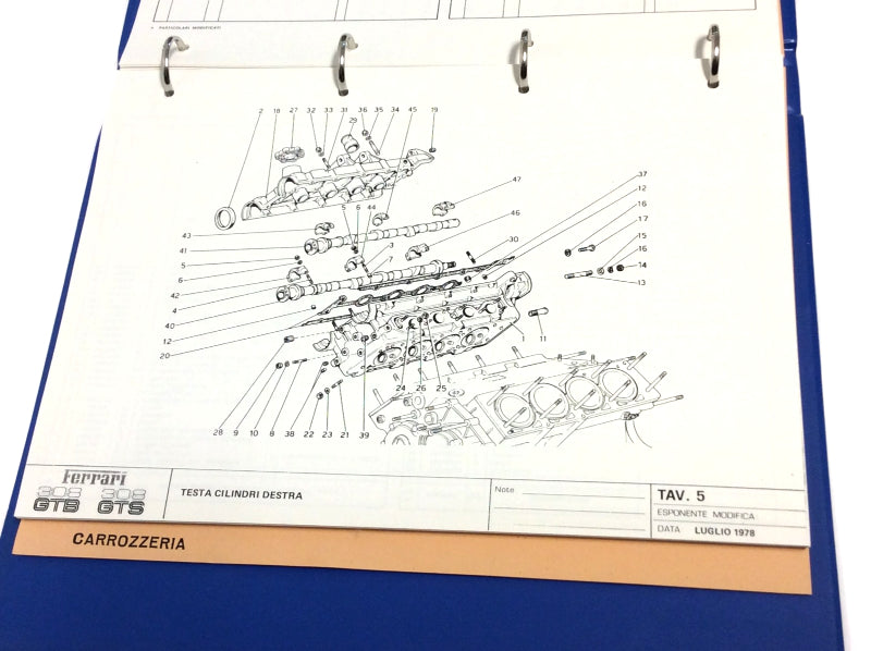 OEM 1978-79 Ferrari 308GTB - 308GTS Japanese Version Parts Illustration Manual