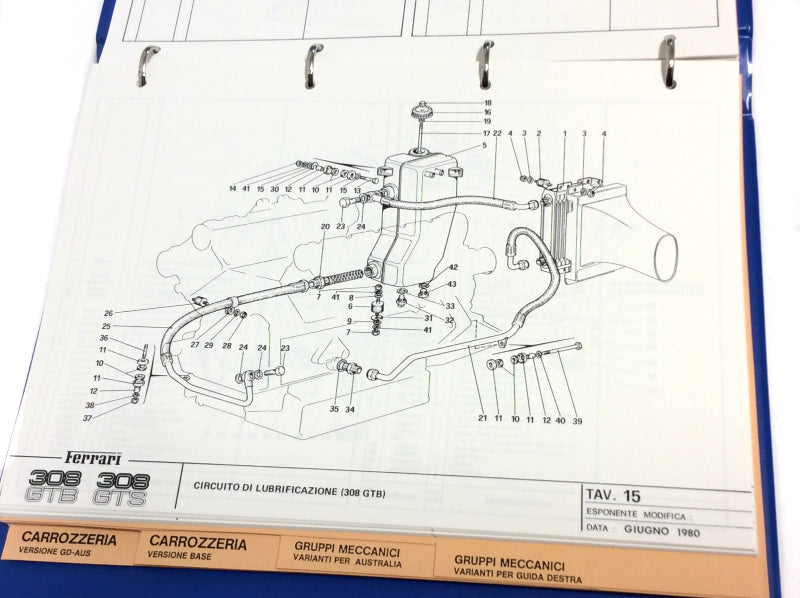 OEM 1980 Ferrari 308GTB - 308GTS European Version Parts Illustration Manual