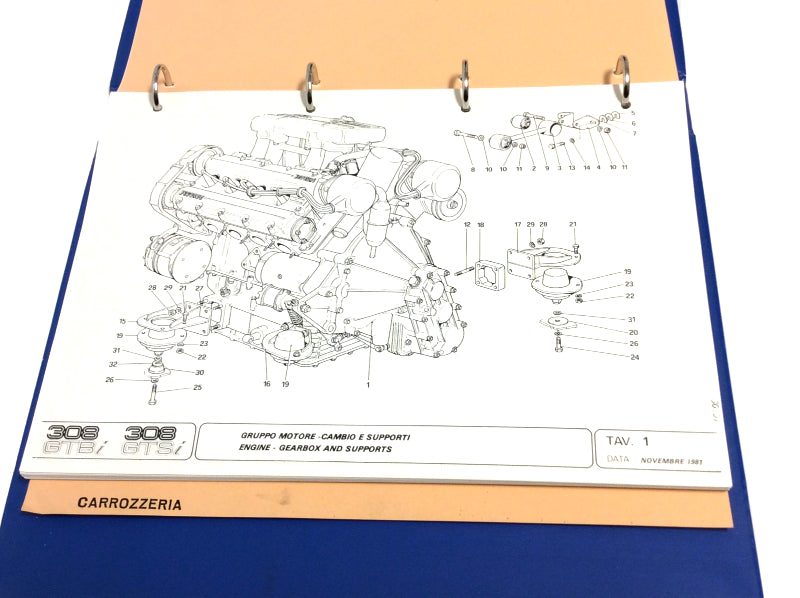 OEM 1981-1982 Ferrari 308 GTBi/GTSi USA Spec Parts Illustration Manual (Marparts Version)