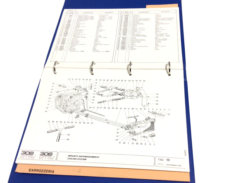 OEM 1981-1982 Ferrari 308 GTBi/GTSi USA Spec Parts Illustration Manual (Marparts Version)