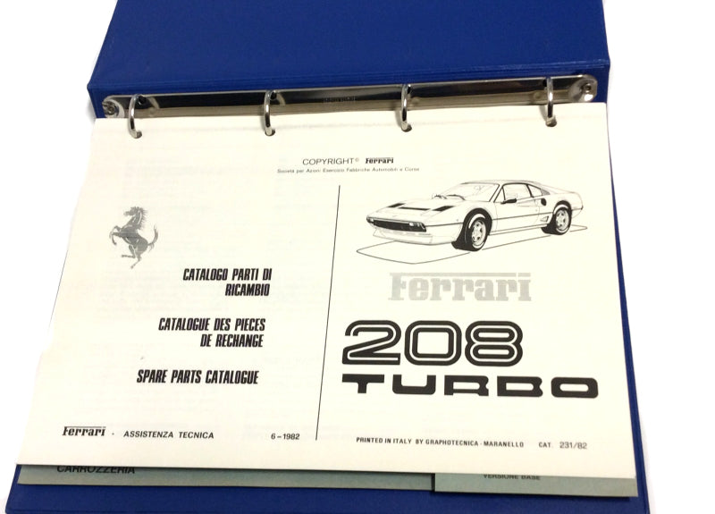 OEM 1982 Ferrari 208 Turbo Parts Illustration Manual Cat # 231/82