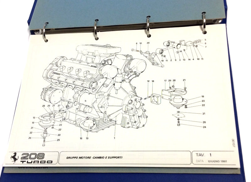 OEM 1982 Ferrari 208 Turbo Parts Illustration Manual Cat # 231/82