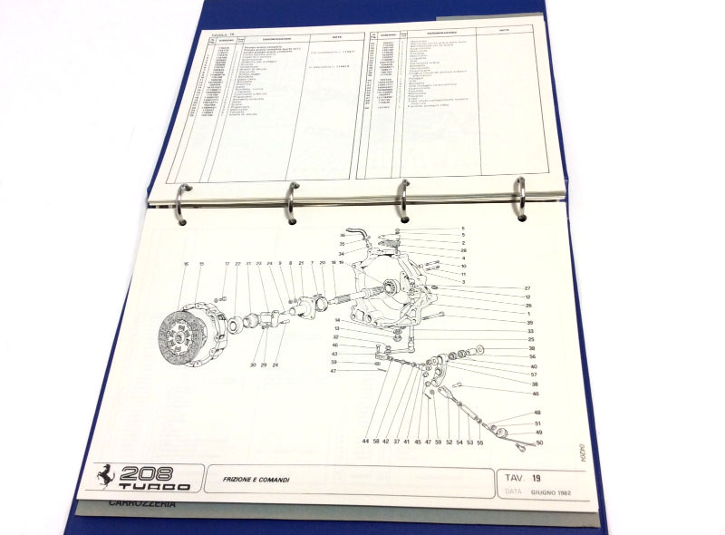 OEM 1982 Ferrari 208 Turbo Parts Illustration Manual Cat # 231/82