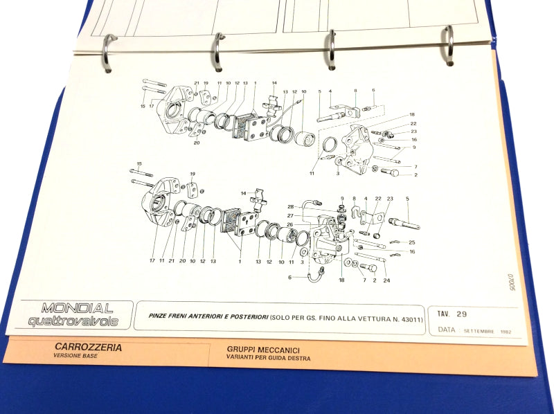 OEM 1982 Ferrari Mondial QV Parts Illustration Manual Marparts Version