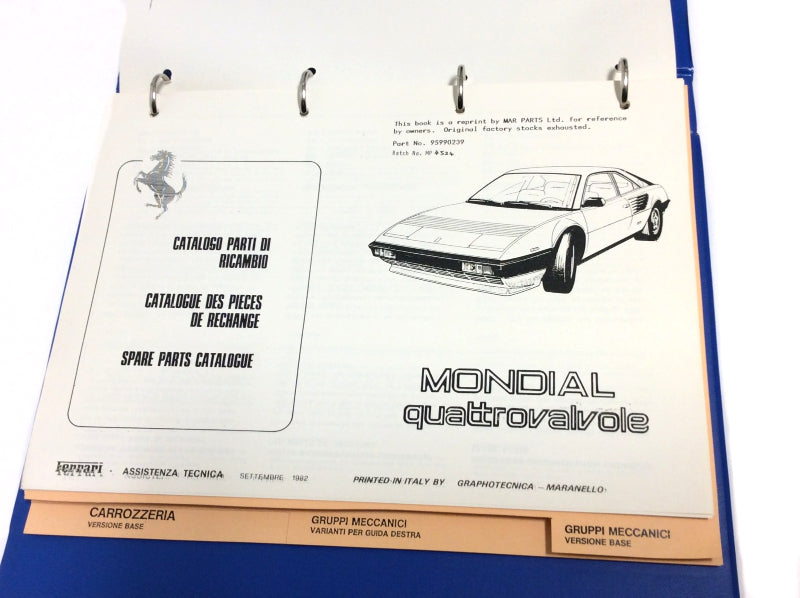 OEM 1982 Ferrari Mondial QV Parts Illustration Manual Marparts Version