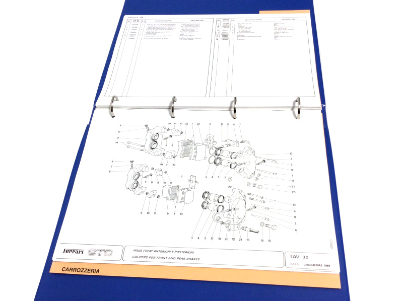 OEM 1985 Ferrari 288 GTO Parts Illustration Manual Complete