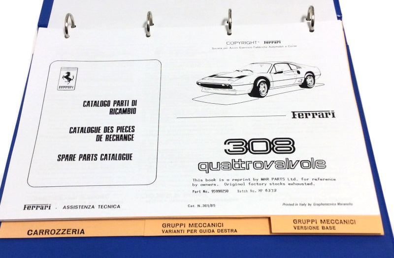 OEM 1985 Ferrari 308 QV Euro Version Parts Illustration Manual (Marparts Version)