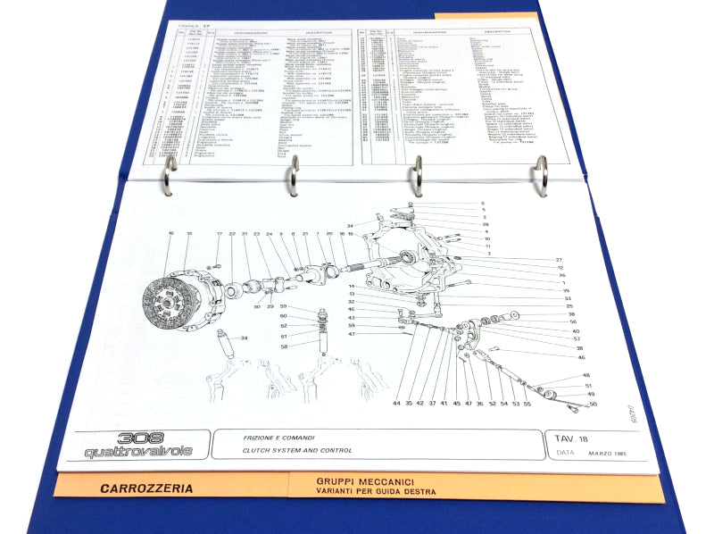 OEM 1985 Ferrari 308 QV Euro Version Parts Illustration Manual (Marparts Version)