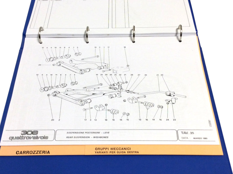 OEM 1985 Ferrari 308 QV Euro Version Parts Illustration Manual (Marparts Version)