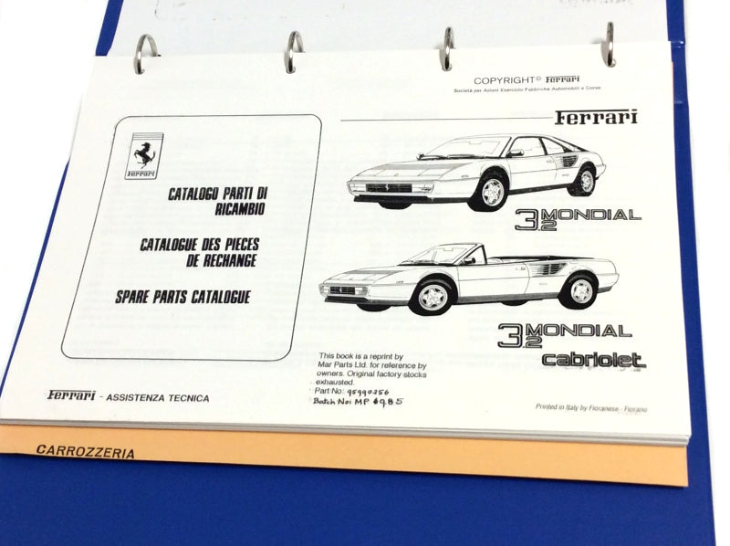 OEM 1987 Ferrari 3.2 Parts Illustration Manual Marparts Version