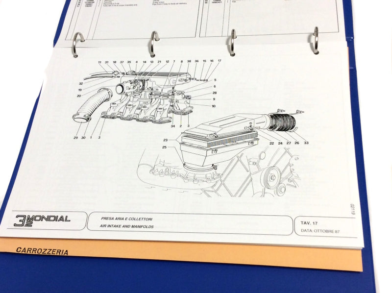 OEM 1987 Ferrari 3.2 Parts Illustration Manual Marparts Version