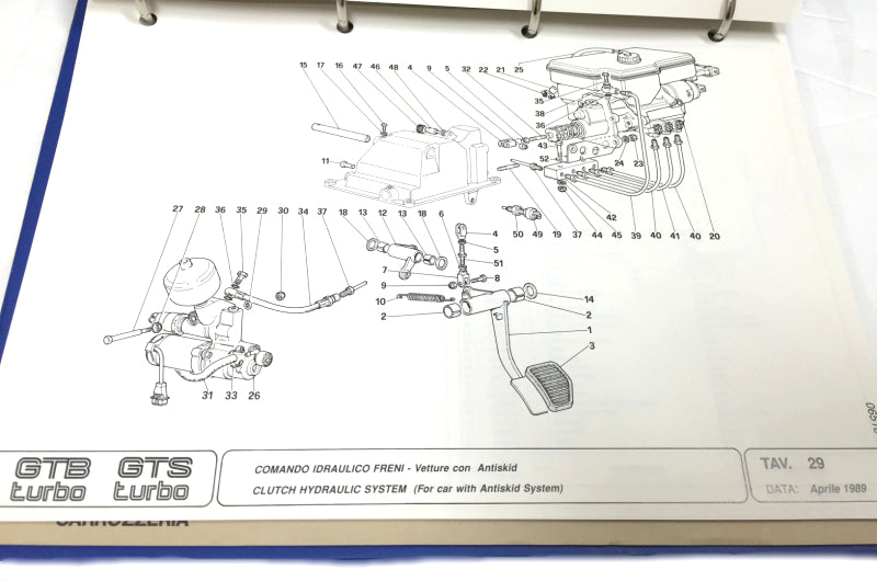 OEM 1989 Ferrari GTB/GTS Turbo Parts Illustration Manual Cat # 548/89