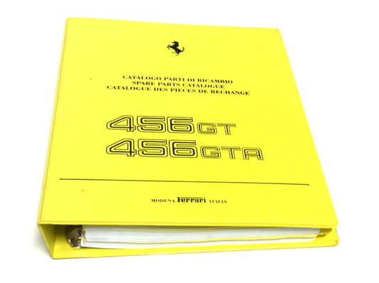 New OEM 1998 Ferrari 456 GT/GTA Yellow Bindered Parts Illustrations Manual, Cat #1395/98