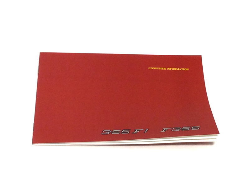 New OEM Ferrari 355 F1 - F355 Consumer Info Booklet For USA cars, Cat # 1356/98