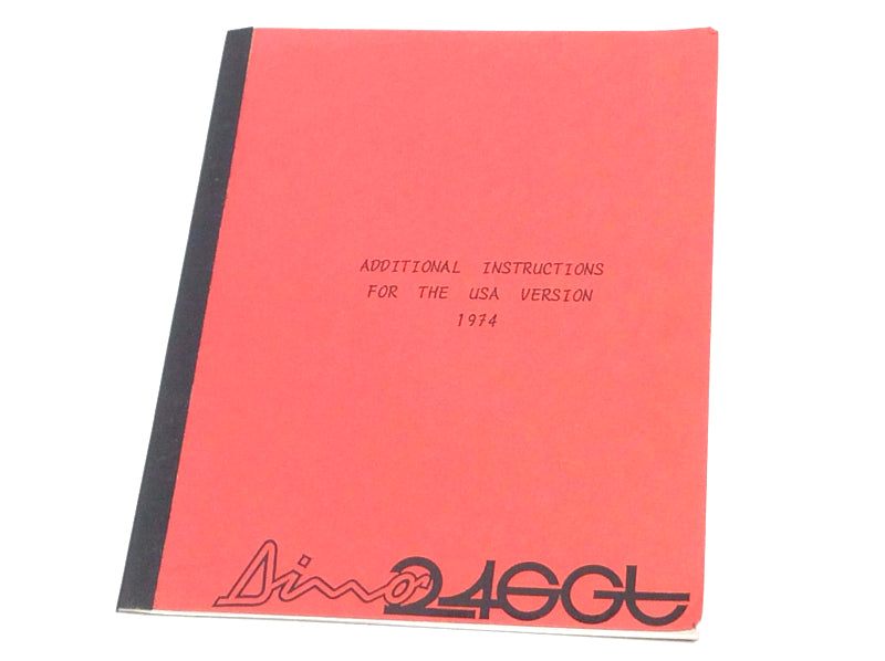 New Reprinted Ferrari Dino 246GT USA Supplemental Owners Manual Handbook