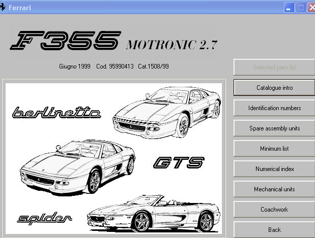 New Ferrari F355, 456GT, 456MGT, 550M Factory Parts & Illustrations Manual CD 1999 Download