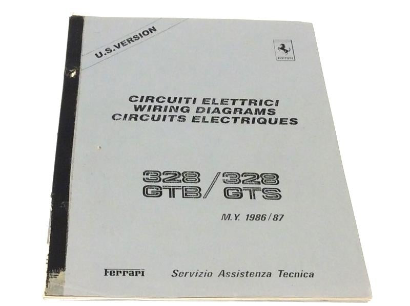 New 1986-1987 Ferrari 328 GTB/GTS Electrical Wiring Schematics Manual USA Spec