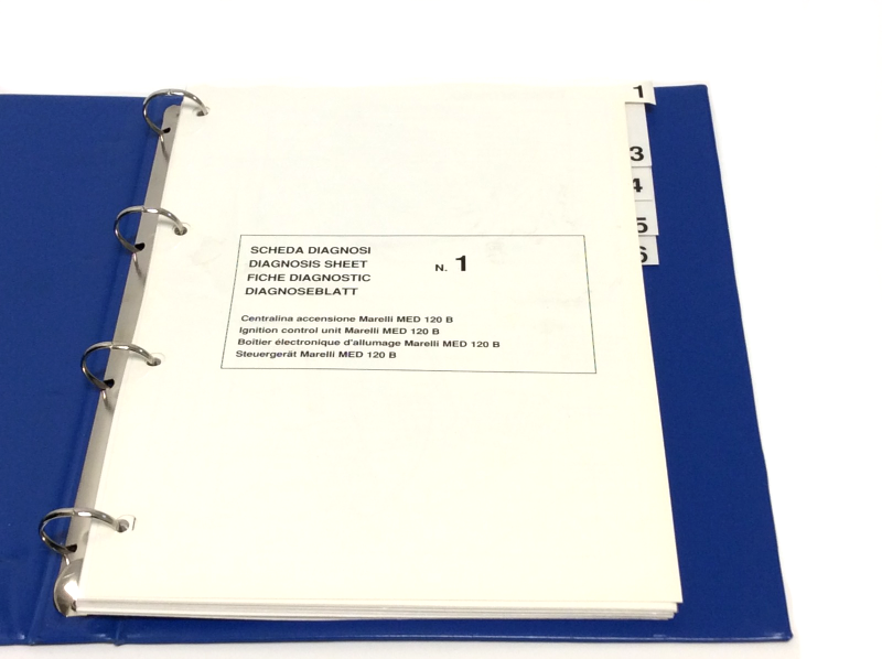 New OEM Ferrari Volume 1 Diagnosis Workshop Manual Blue Binder Inserts - Sections 1,3,4,5,6