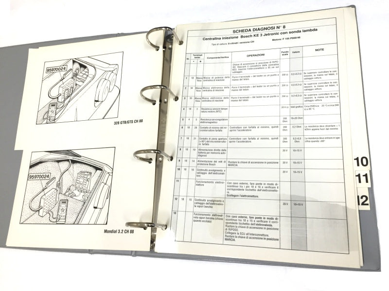 New OEM Ferrari Volume 2 Diagnosis Workshop Manual Yellow/Grey Binder Inserts - Sections 8, 9, 10, 11, and 12