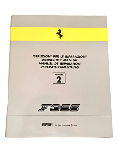 New OEM Ferrari F355 Workshop Repair Manual Gray/Yellow 4-ring Binder Vol. 2 - Empty