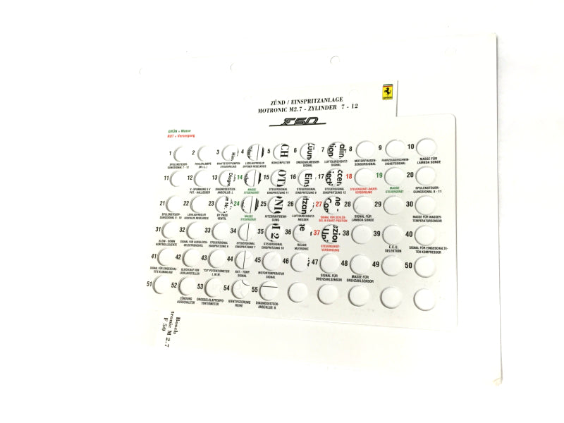 New OEM Ferrari F50 Interconnectors Tooling Template Card Insert Manual, Cat # 0125/95