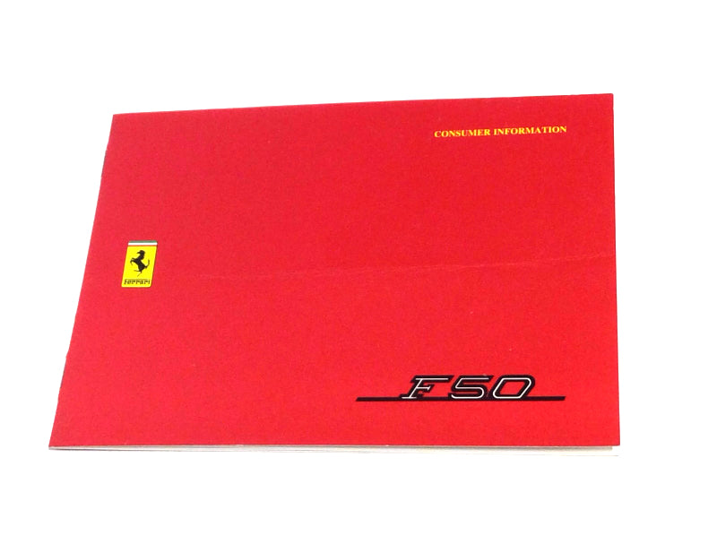 New OEM Ferrari F50 Consumer Info Booklet For USA cars, Cat # 996/95