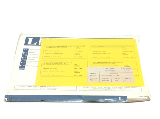 New OEM 1995 Ferrari F50 Workshop Manual Insert Section L Electrical Wiring USA, Cat # 1036/95