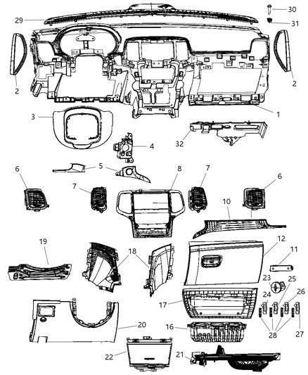 New 2011 Fits Chrysler Grand Cherokee Outlet-Air Conditioning & Heater - Part # 1TF92DX9AA