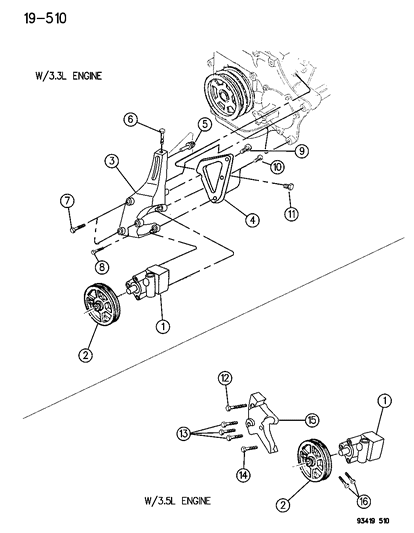 Pump, Assy. Power Steering 1993-4