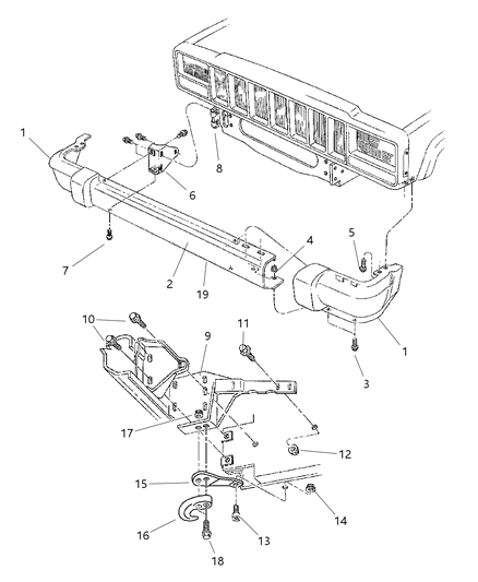 New 1997-2001 Fits Chrysler Grand Cherokee Deflector-Air - Part # 5EF08DX9