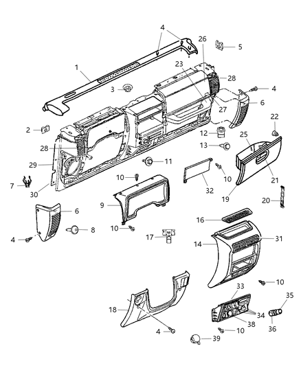 New 2003-2006 Fits Chrysler Wrangler Latch-Glovebox - Part # 5EM28ZJ3