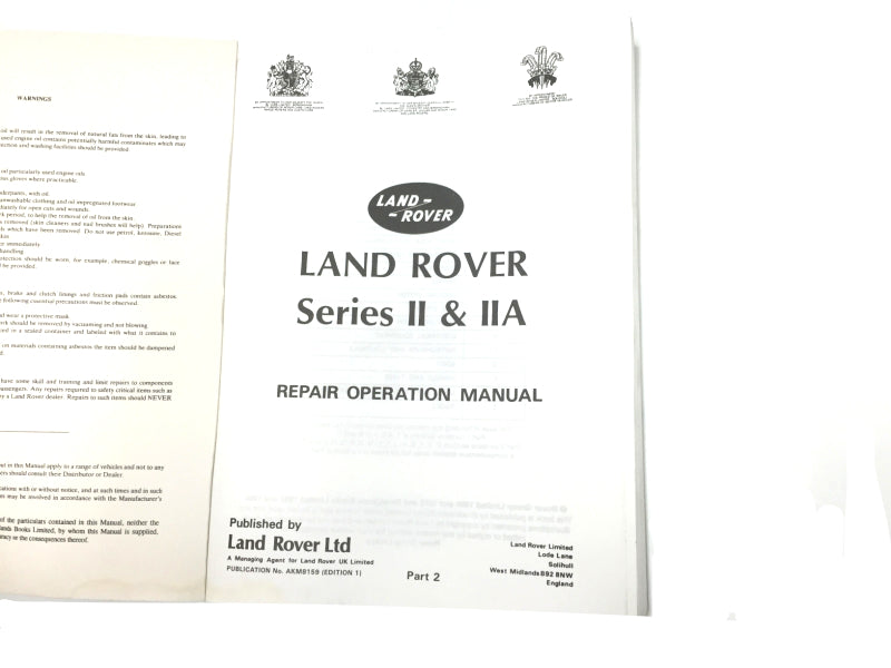 New OEM 59-71 Land Rover Series II & IIA Workshop Repair Manual Vol 2